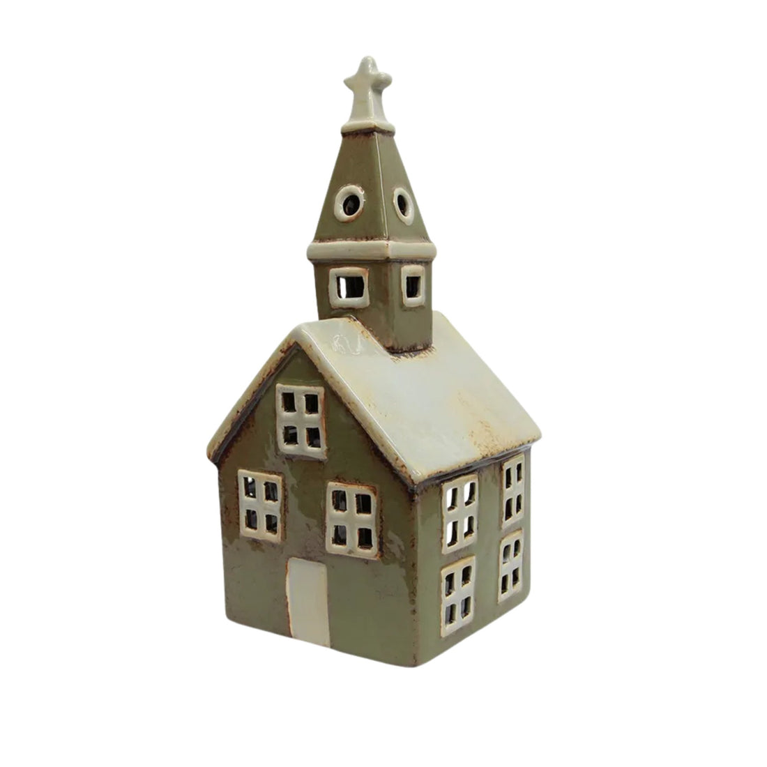 Alsace Tea Light - Olive Green Church - The Flower Crate