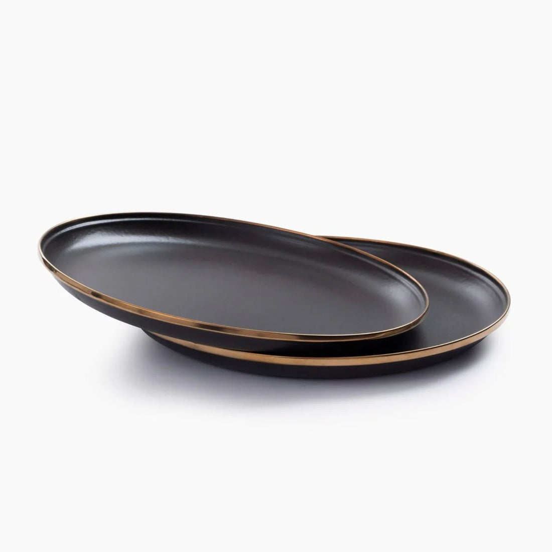 Barebones - Enamel Deep Plate Set of 2, Charcoal - The Flower Crate