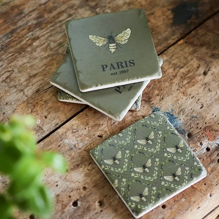 Bee &amp; Laurel Leaf Coasters - The Flower Crate