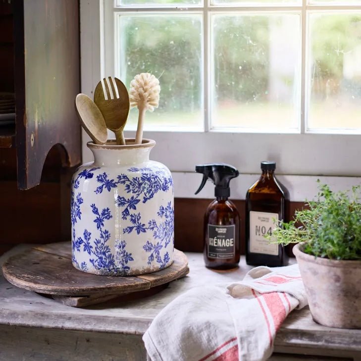 Blue Floral Vessel - The Flower Crate