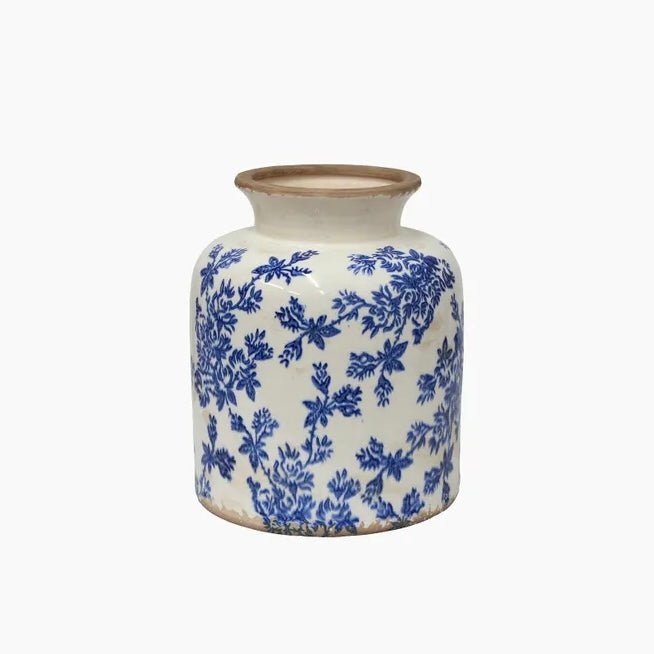 Blue Floral Vessel - The Flower Crate