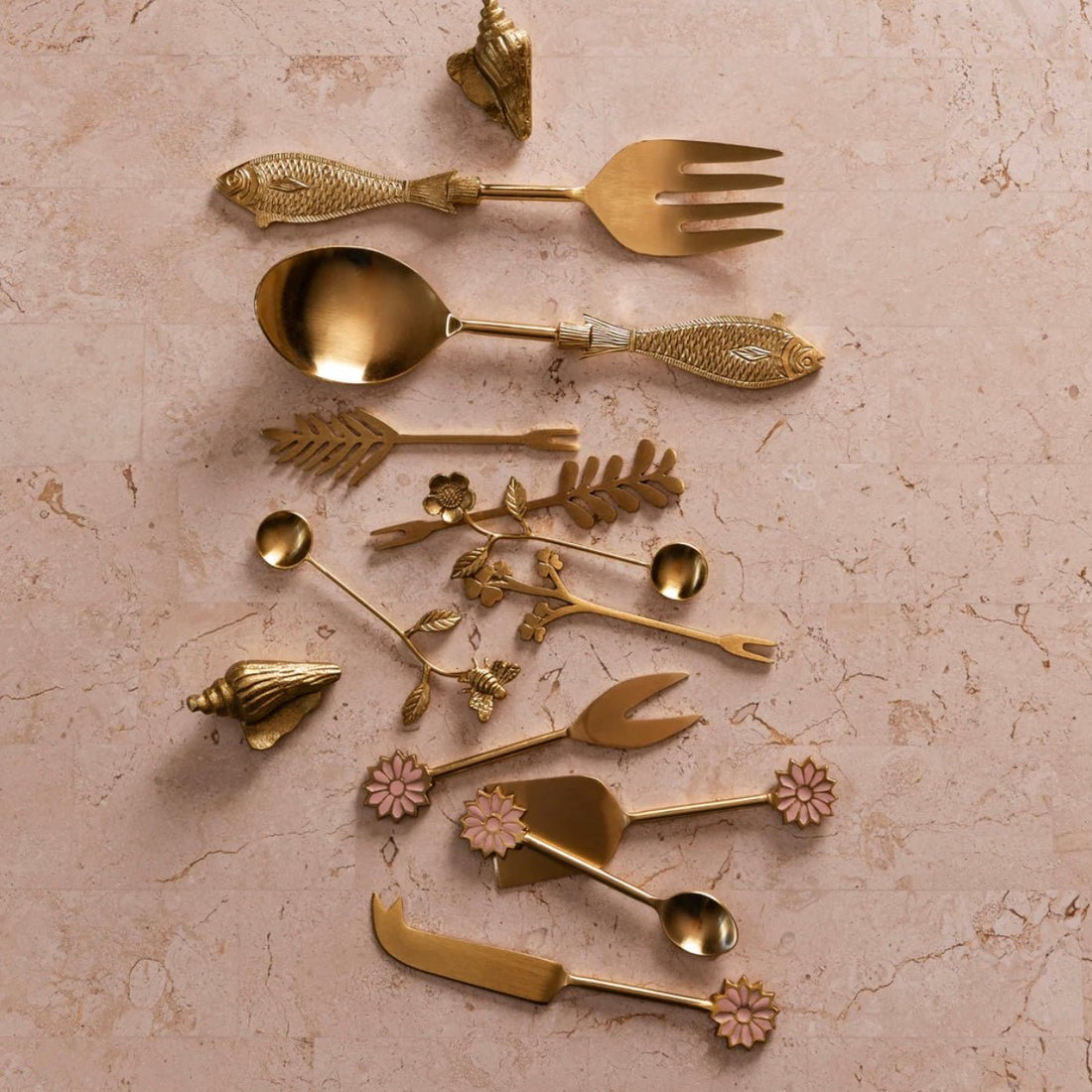 Bonnie &amp; Neil - Brass Wild Flower Teaspoon - The Flower Crate