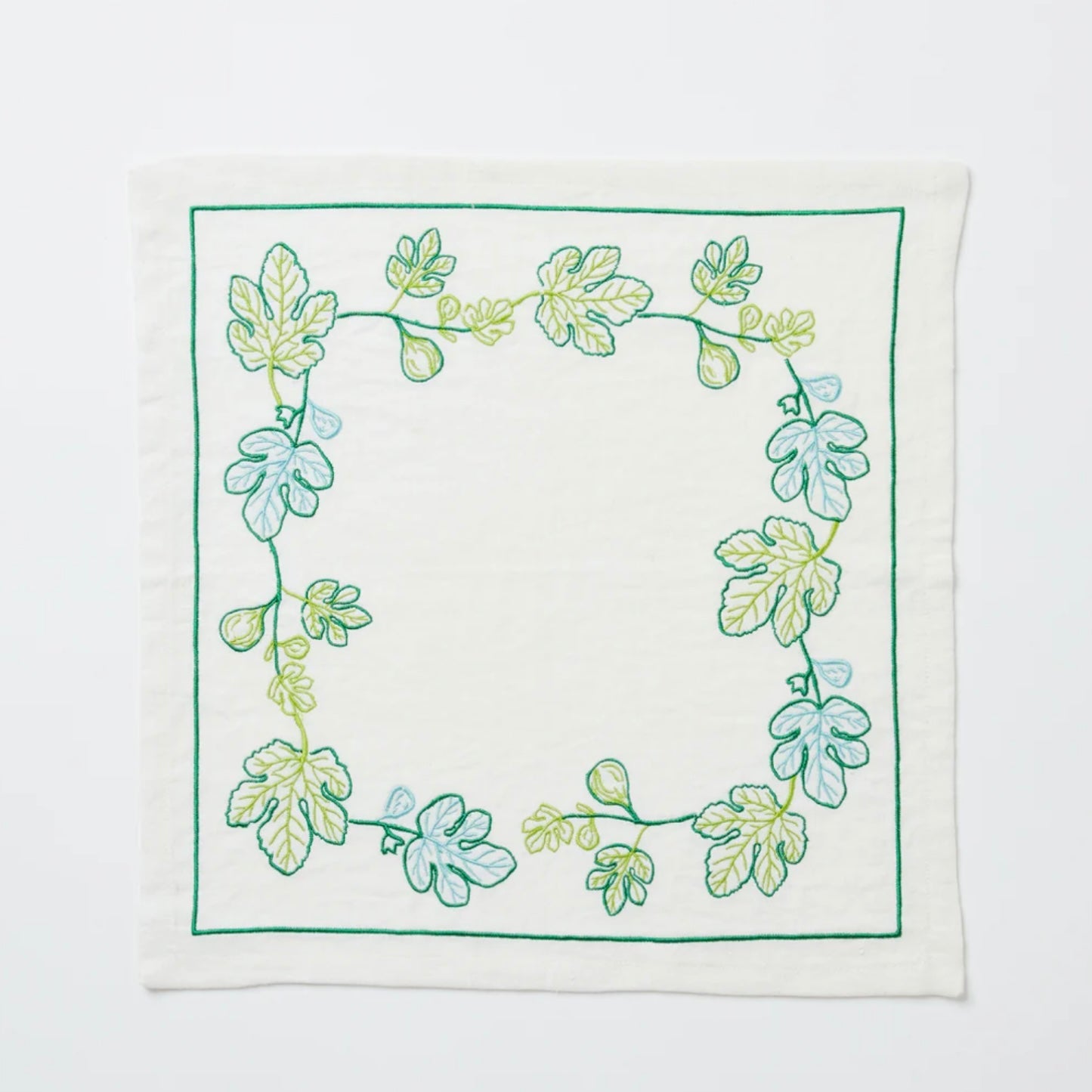 Bonnie &amp; Neil - Fig Green Embroidered Napkin - The Flower Crate