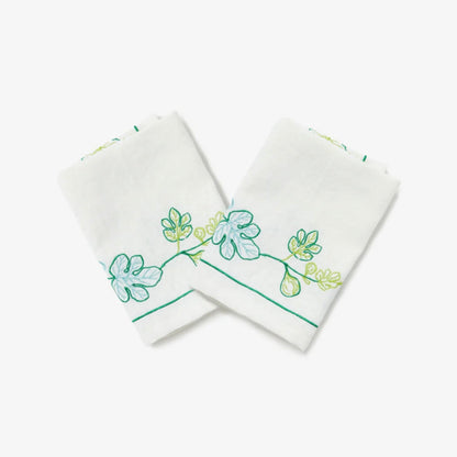 Bonnie &amp; Neil - Fig Green Embroidered Napkin - The Flower Crate