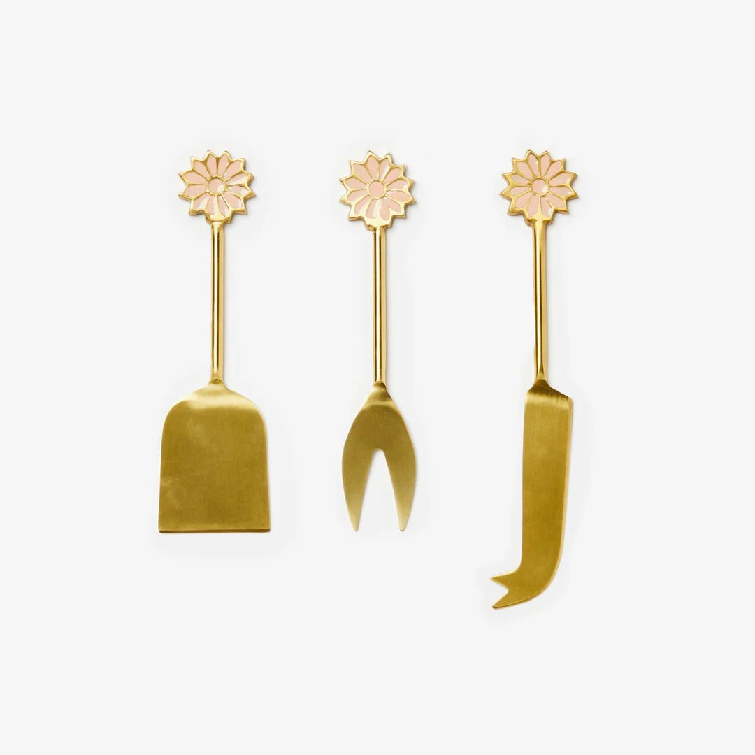 Bonnie &amp; Neil - Petal Cheese Knife Set, Pink - The Flower Crate