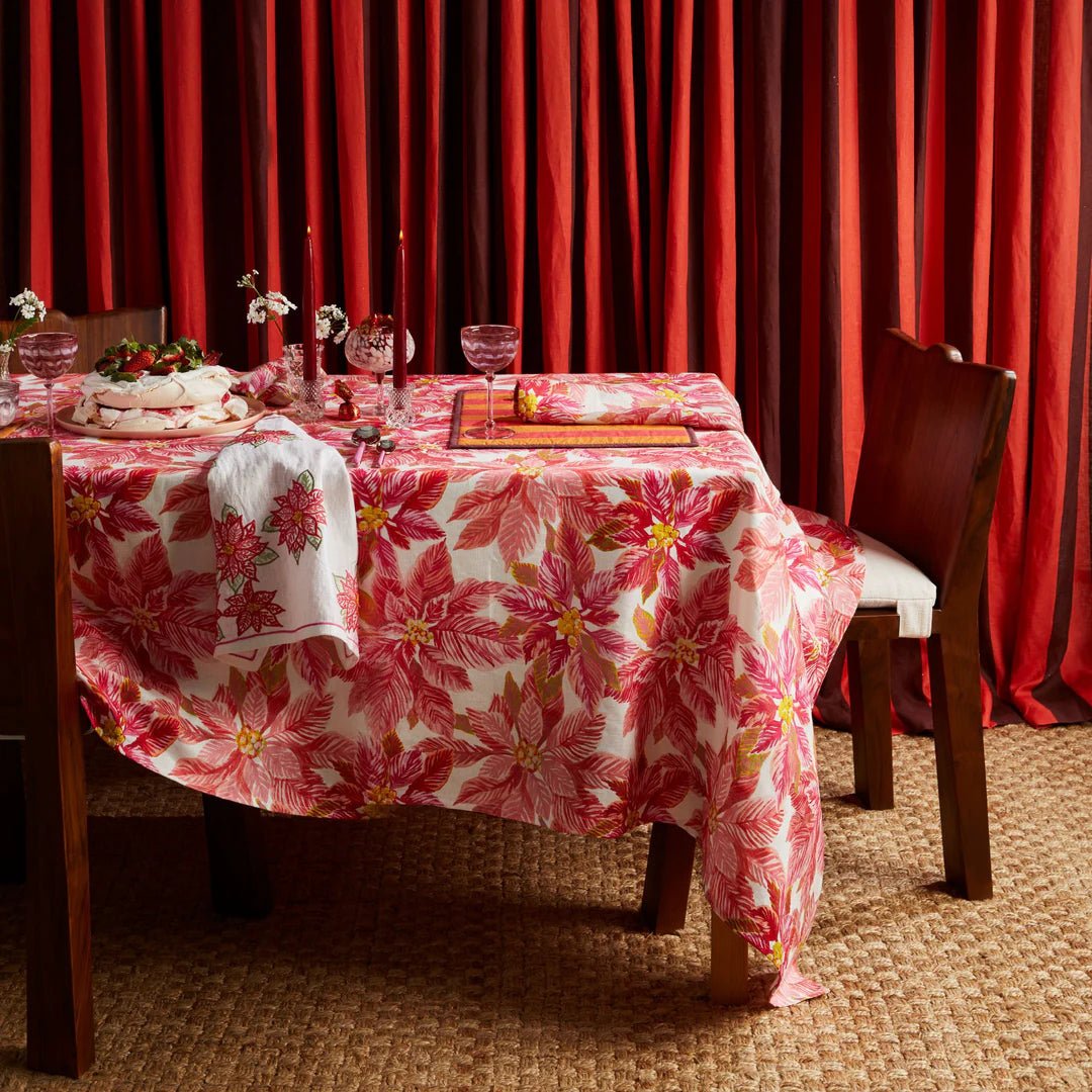 Bonnie &amp; Neil - Poinsettia Red Tablecloth - The Flower Crate