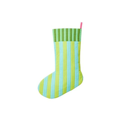 Bonnie &amp; Neil - Stripe Green Christmas Stocking - The Flower Crate