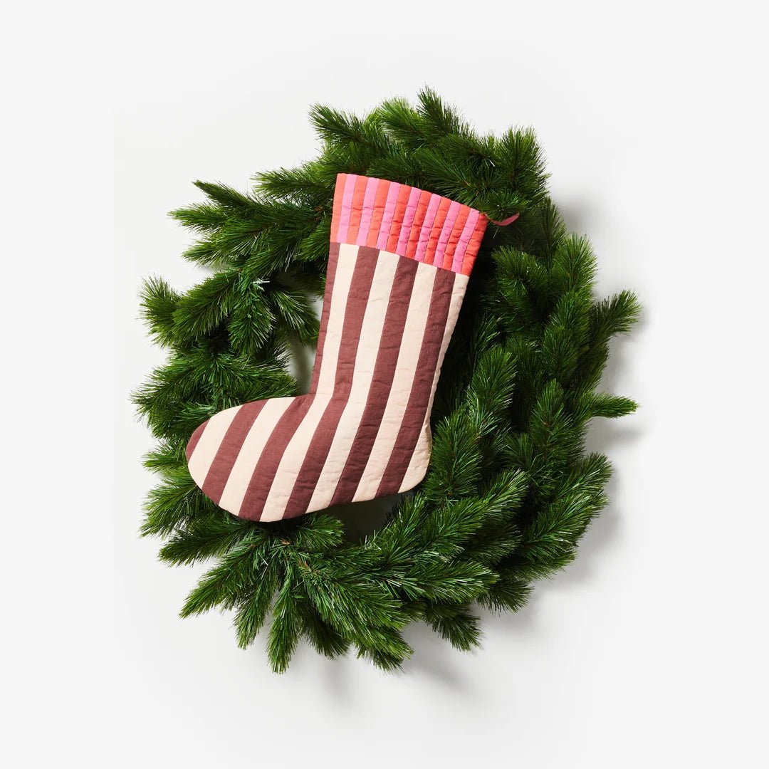 Bonnie &amp; Neil - Stripe Pink Christmas Stocking - The Flower Crate