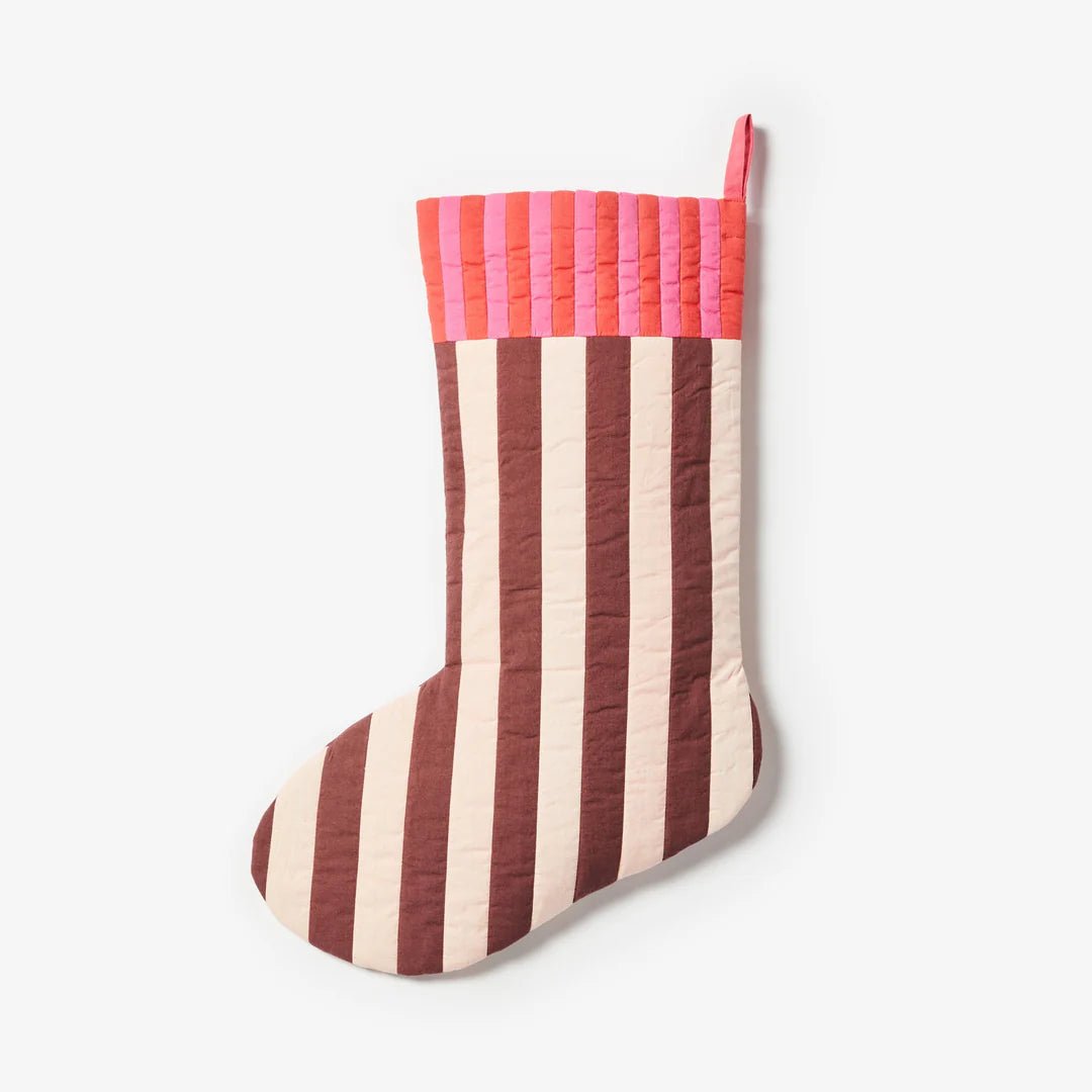 Bonnie &amp; Neil - Stripe Pink Christmas Stocking - The Flower Crate