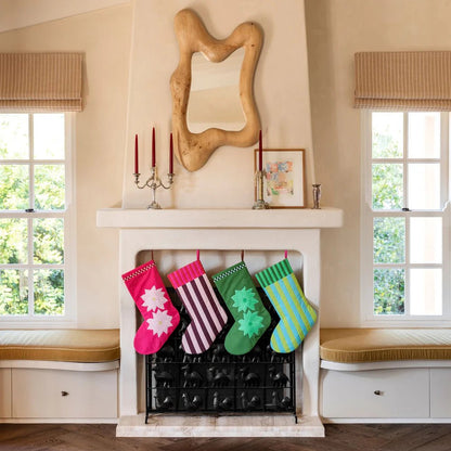 Bonnie &amp; Neil - Stripe Pink Christmas Stocking - The Flower Crate