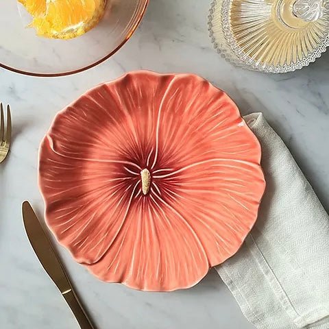 Bordallo Pinheiro - Maria Flor Hollyhock Dessert Plate - The Flower Crate