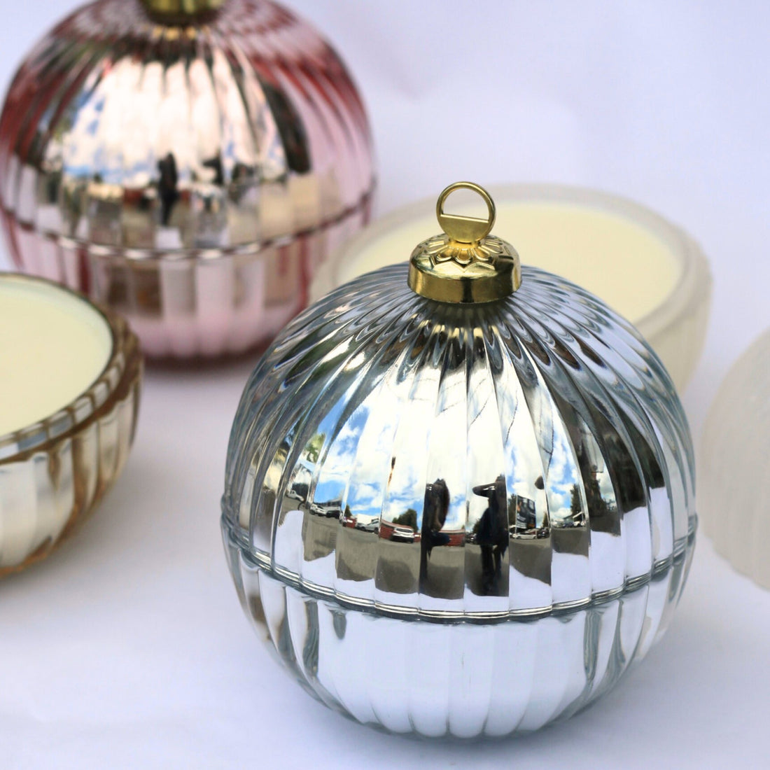 Christmas Bauble Candle - Lime, Basil &amp; Mandarin - The Flower Crate