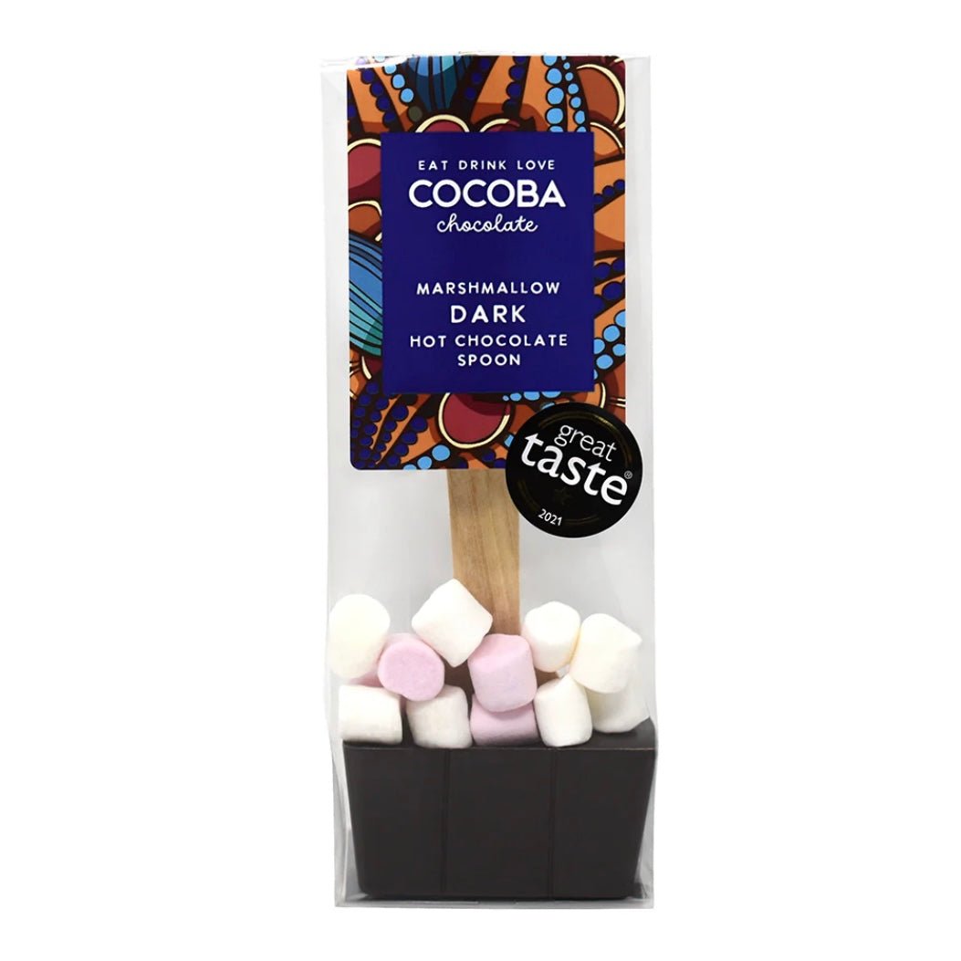 Cocoba - Dark Hot Chocolate Spoon with Marshmallows - The Flower Crate