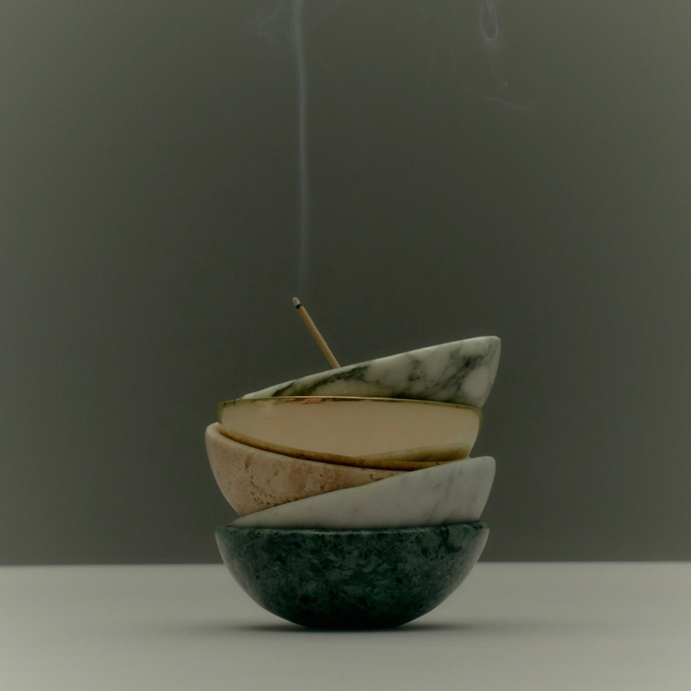 Corey Ashford - Atlas Incense Dish, Marble - The Flower Crate