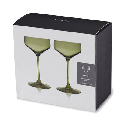 Crystal Coupe Glasses, Sage - The Flower Crate