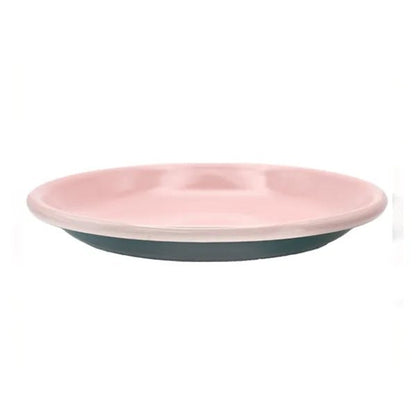 Dishy Enamelware Serving Plate - Dark Green &amp; Pink - The Flower Crate