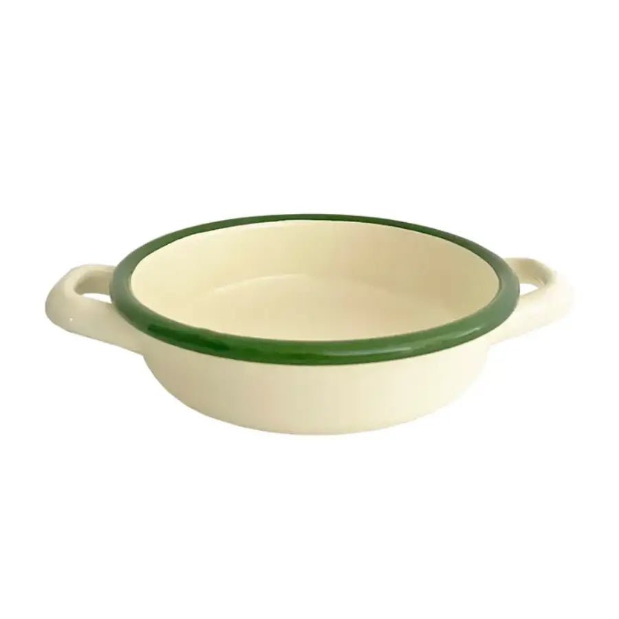 Dishy Enamelware Serving Plate - Green and Ivory - The Flower Crate