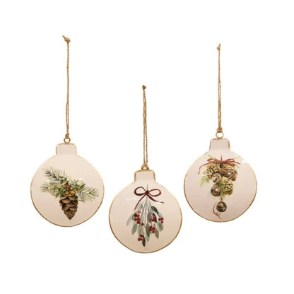 Enamel Hanging Decoration, Christmas Discs - The Flower Crate