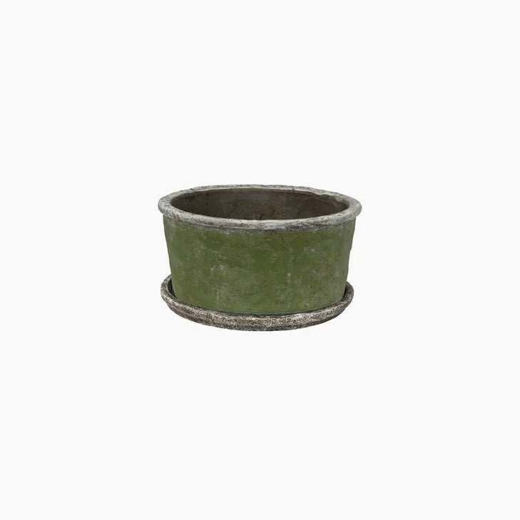 Evergreen Wide Plant Pot &amp; Saucer - The Flower Crate