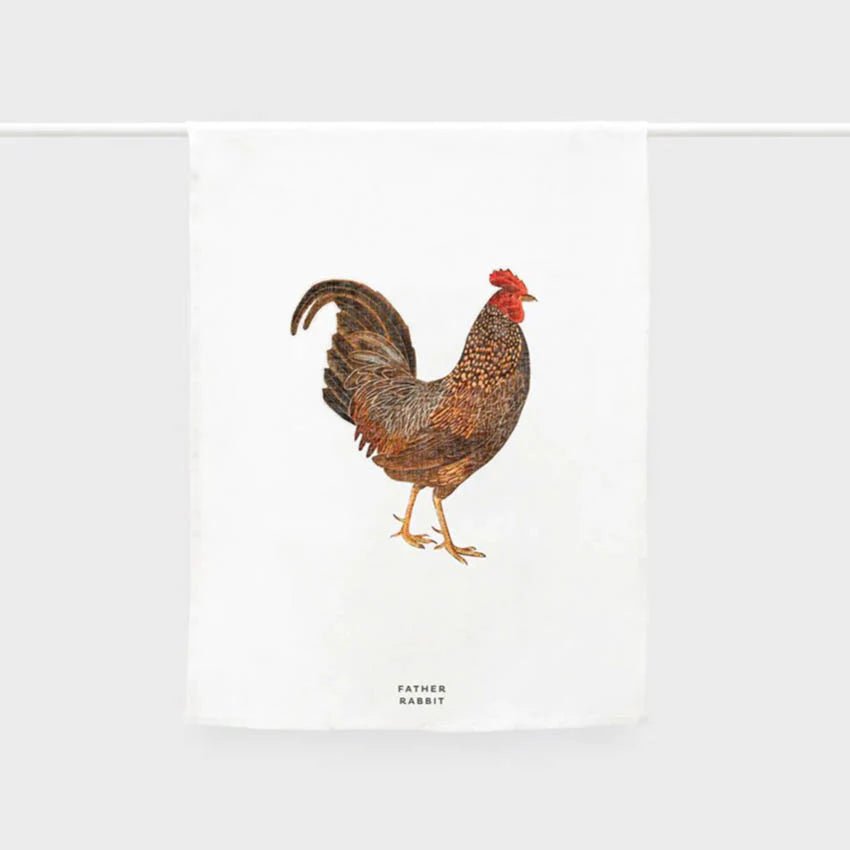 Father Rabbit Rooster Tea Towel - The Flower Crate