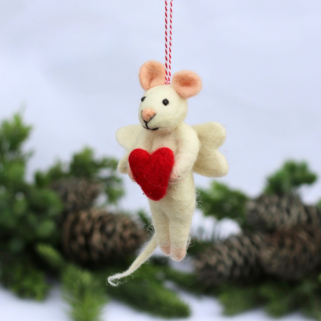 Felted Christmas Decoration - Mouse Angelica - The Flower Crate