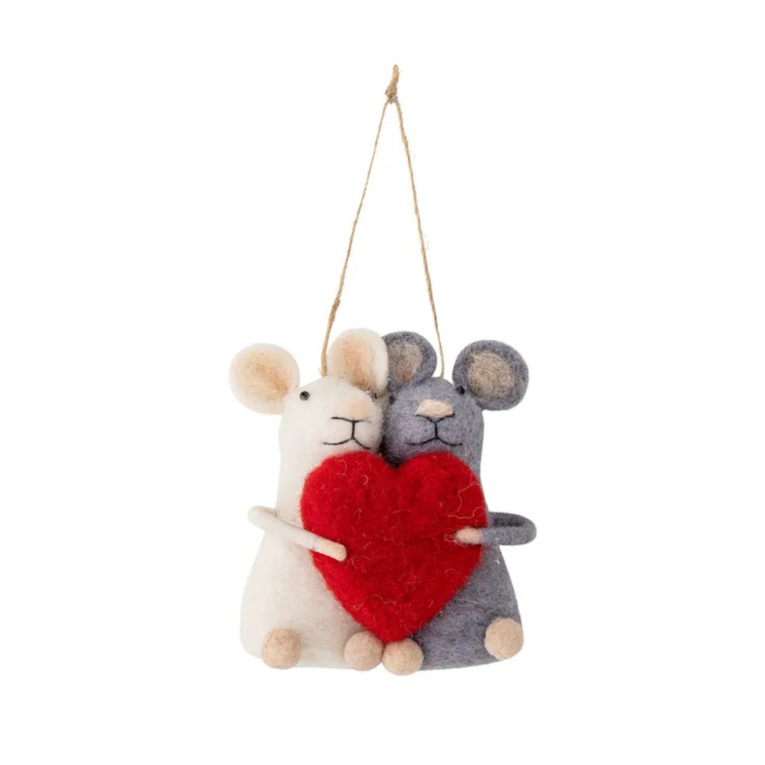 Felted Christmas Peo Ornament - Mouse Love - The Flower Crate