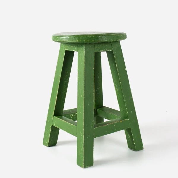 Florence Round Stool, Green - The Flower Crate