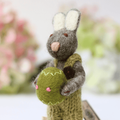 Gry &amp; Sif - Grey Bunny with Green Egg - The Flower Crate