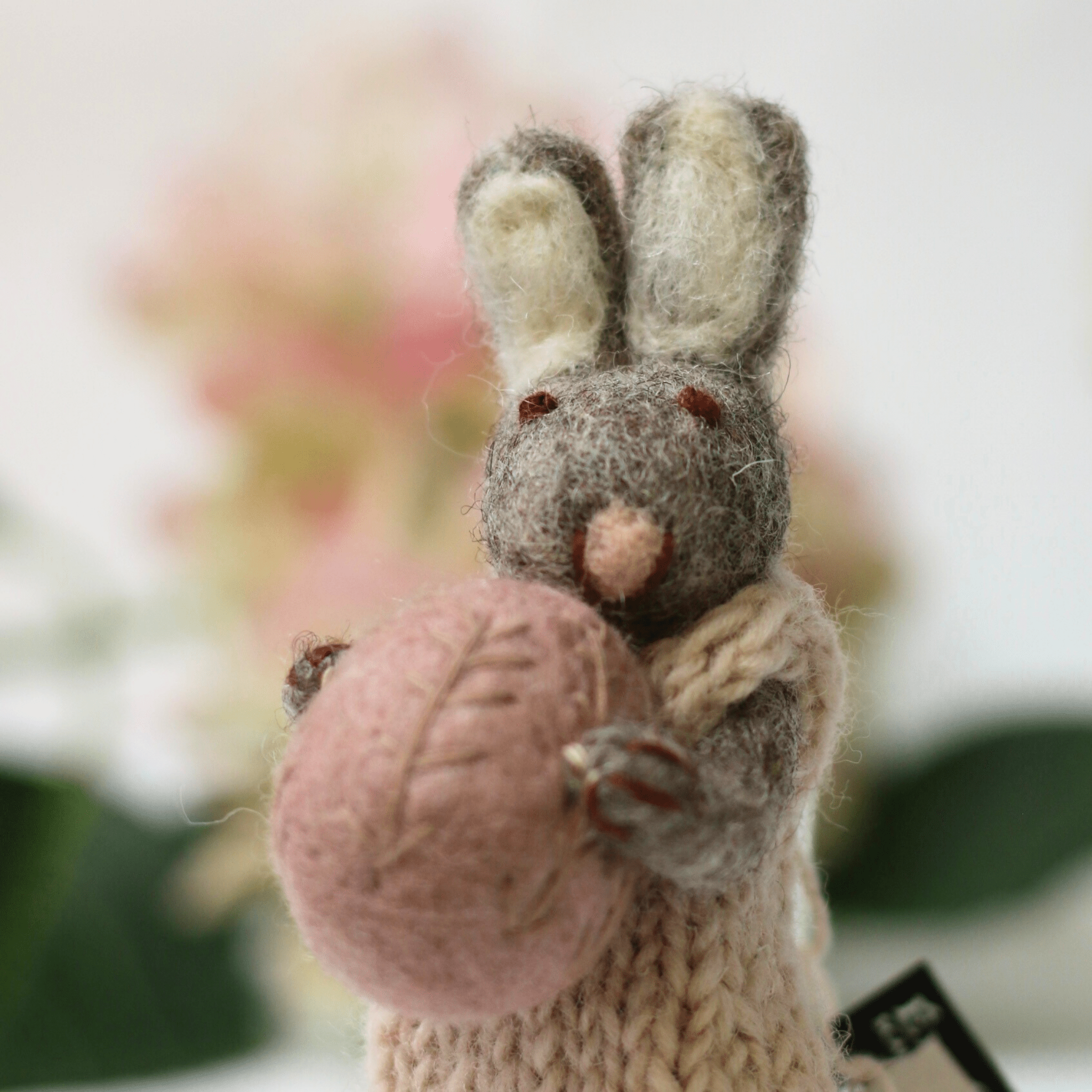 Gry &amp; Sif - Grey Bunny with Lavender Egg - The Flower Crate