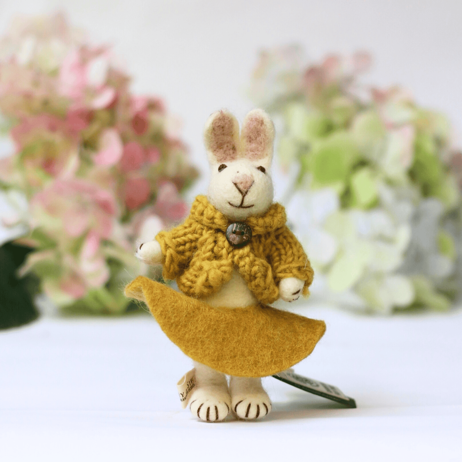 Gry &amp; Sif - Grey Bunny with Ochre Skirt - The Flower Crate