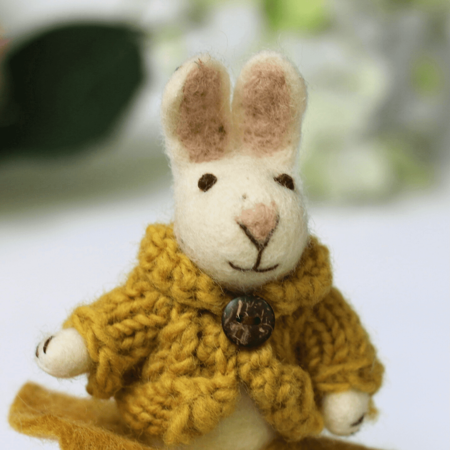 Gry &amp; Sif - Grey Bunny with Ochre Skirt - The Flower Crate