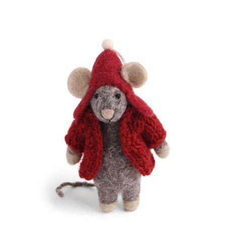 Gry &amp; Sif - Mouse with Red Jacket Hanging Decoration - The Flower Crate