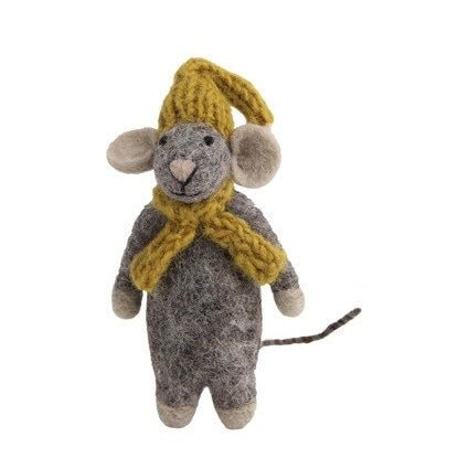 Gry &amp; Sif - Mouse with Yellow Hat &amp; Scarf Hanging Decoration - The Flower Crate