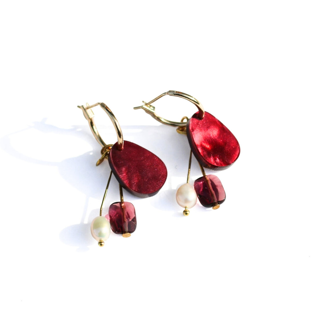 Hagen + Co - Chloe Pearl Earrings, Merlot - The Flower Crate