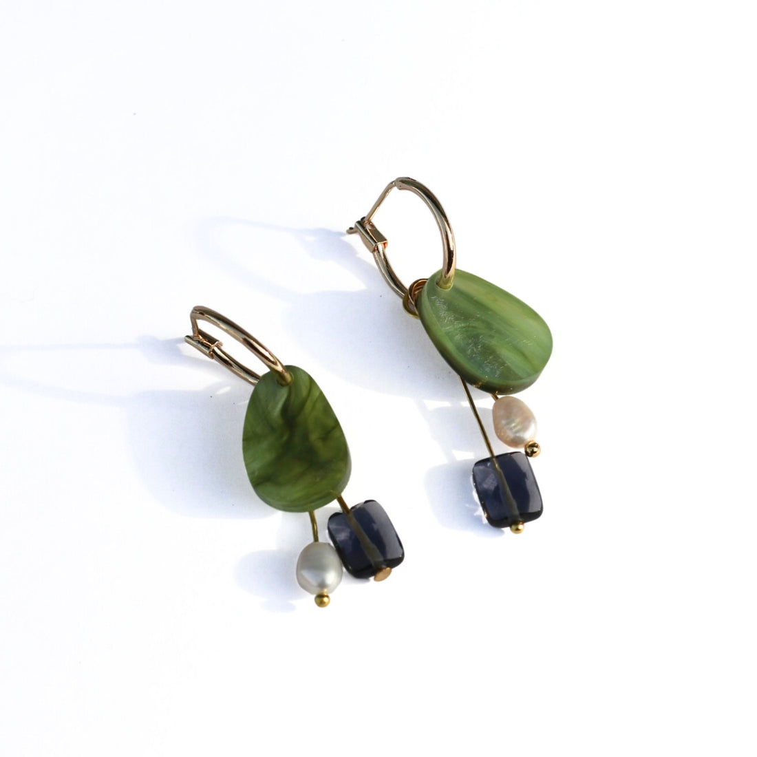 Hagen + Co - Chloe Pearl Earrings, Sage - The Flower Crate