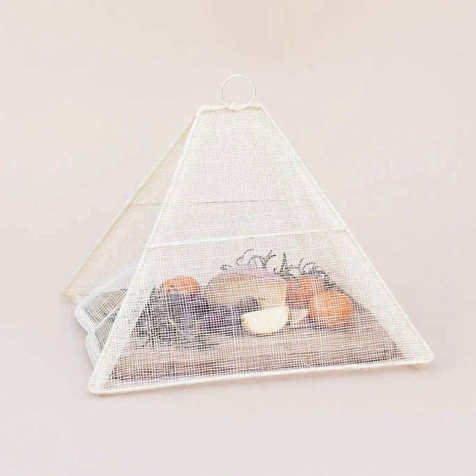 Handmade Collapsible Woven Food Tent, Cream - The Flower Crate