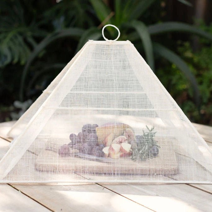 Handmade Collapsible Woven Food Tent, Cream - The Flower Crate