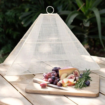 Handmade Collapsible Woven Food Tent, Cream - The Flower Crate