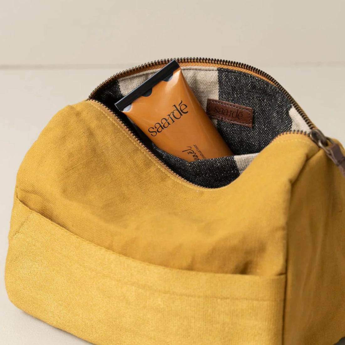 Journey Toiletry Canvas Bag, Mustard - The Flower Crate