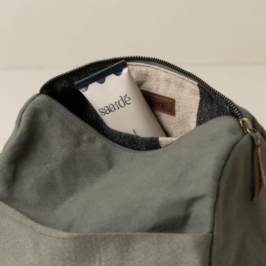 Journey Toiletry Canvas Bag, Olive - The Flower Crate