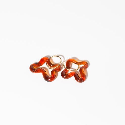 Lauren Hunt - Glass Squiggle Earrings, Amber - The Flower Crate