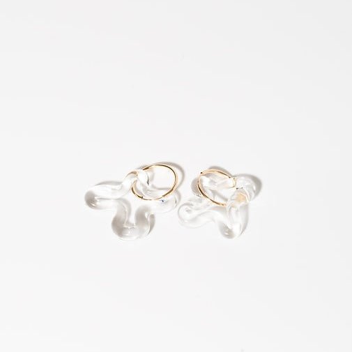 Lauren Hunt - Glass Squiggle Earrings, Clear - The Flower Crate