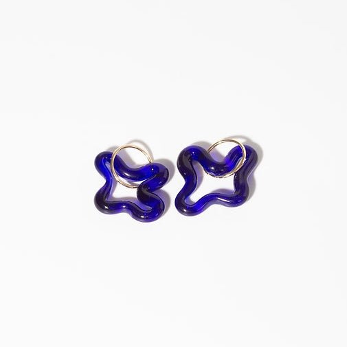 Lauren Hunt - Glass Squiggle Earrings, Cobalt - The Flower Crate