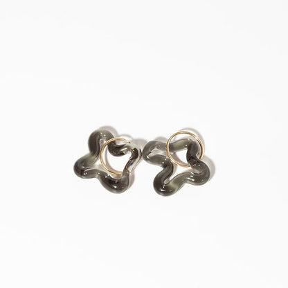 Lauren Hunt - Glass Squiggle Earrings, Grey - The Flower Crate