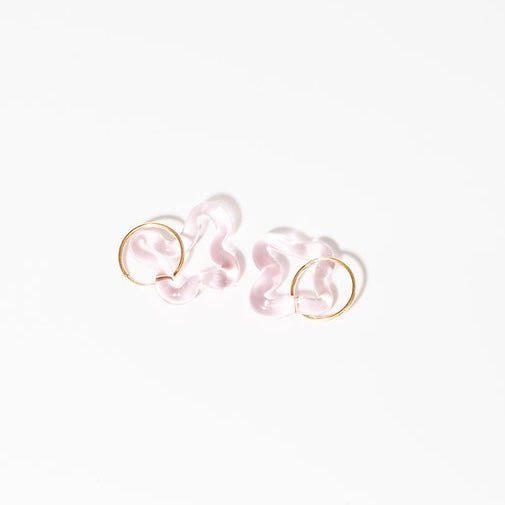 Lauren Hunt - Glass Squiggle Earrings, Pink - The Flower Crate