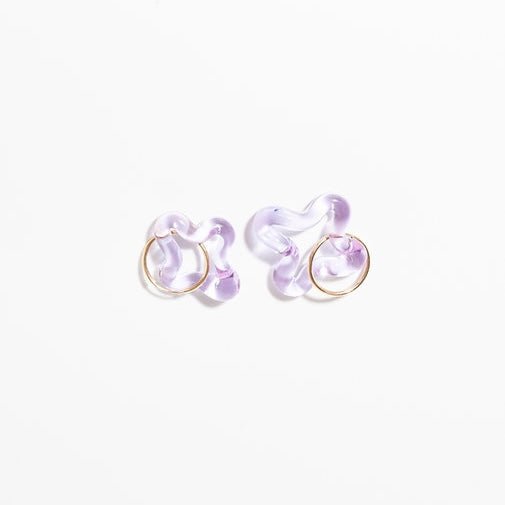 Lauren Hunt - Glass Squiggle Earrings, Purple - The Flower Crate