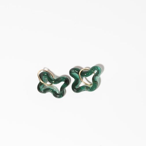 Lauren Hunt - Glass Squiggle Earrings, Teal - The Flower Crate