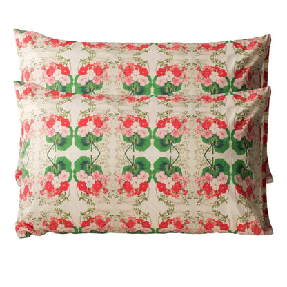 Lazybones - Organic Cotton Pillowcase Set, Pelargonium - The Flower Crate