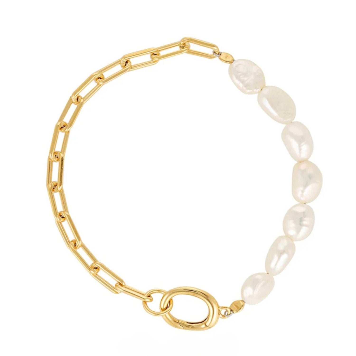 Linda Tahija - Paperclip Baroque Pearl Bracelet - The Flower Crate