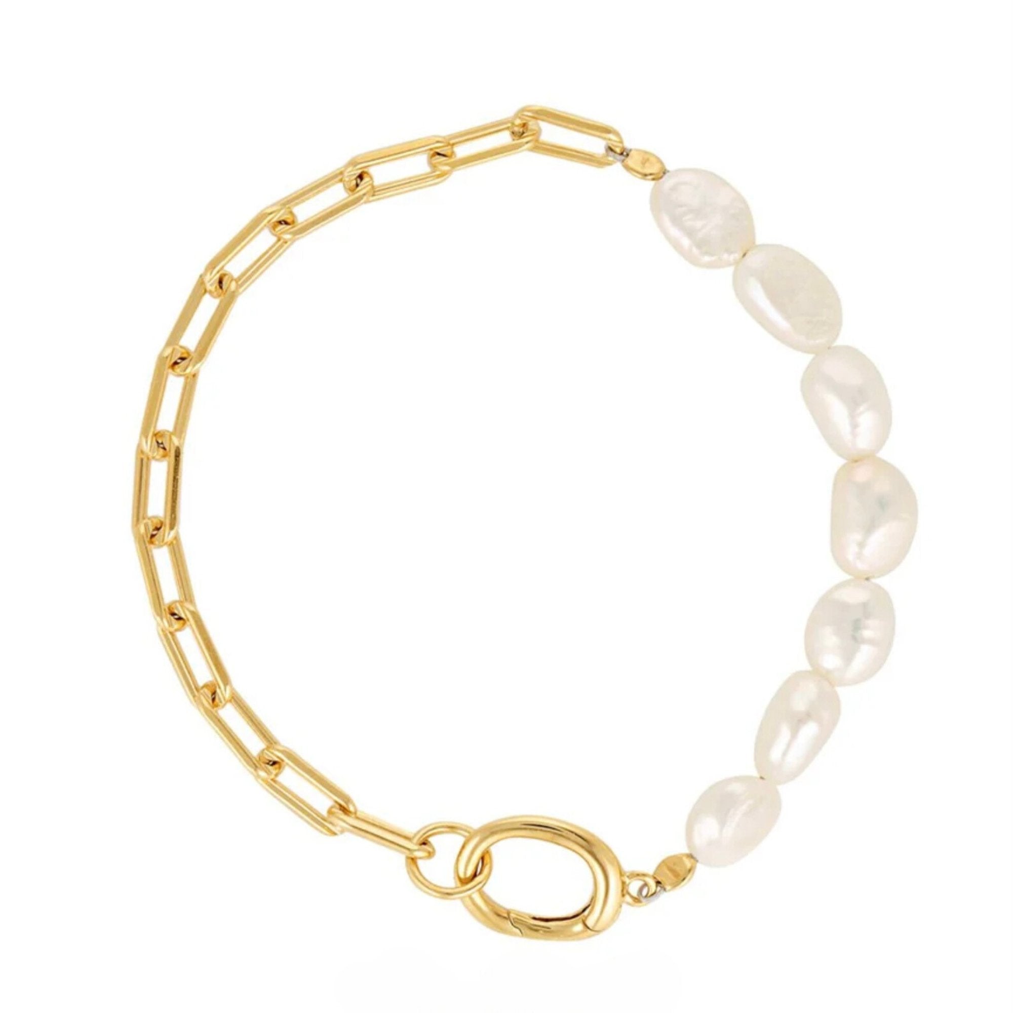 Linda Tahija - Paperclip Baroque Pearl Bracelet - The Flower Crate